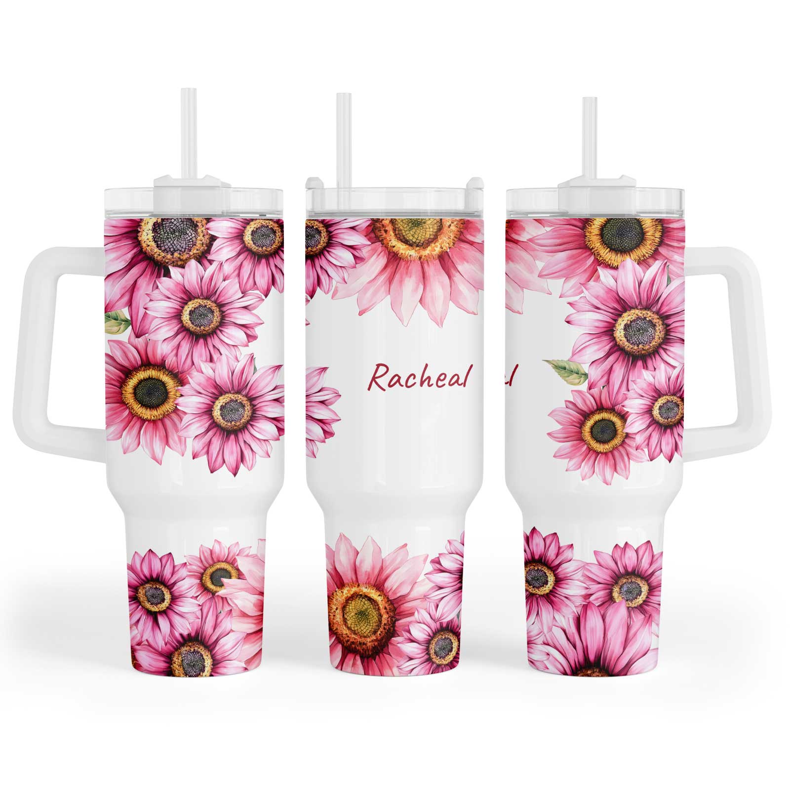 Personalised Pink Sunflower Cup – 40oz Maxi Cup
